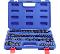 WORKPRO Jeu de 60 Douilles Torx, Torx Intérieur et Extérieur 1/4", 3/8" et 1/2", Coffret Douilles en Acier S2, T6-T70, TT6-TT70, TP8-TP60, E4-E24, Acier Chrome Vanadium, avec Boîte de Rangement