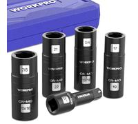 WORKPRO Jeu de 8 Douilles à Choc 1/2", Douilles Flip en Acier Cr-Mo pour Jantes Aluminium, 17-22 mm et 3/4"-13/16", 7/8"-15/16", Barre d'Extension 7,5 cm avec Coffret, Pour Écrous de Roue en IN et CM