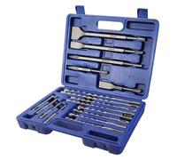 WORKPRO Jeu de Forets et Burins SDS Plus 17 Pièces, Ensemble de Forets à Béton avec Burins Pointus et Plats pour Brique, Ciment, Pierre, Béton et Maçonnerie, Accessoires pour Marteau Burineur