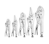 WORKPRO Jeu de Pinces-étau Autobloquante 5 Pièces, Pince Étau Bec Long, Pince Étau à Denture Courbe, Pince Etau Reglable, Ensemble D'outils à Main