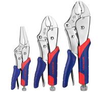 WORKPRO Jeu de Pinces-étau Autobloquante avec Poignée Bi-matière 3 Pièces | Acier Cr-V, conception autobloquante, libération rapide, poignée souple, mâchoire incurvée de 180 mm / 7in&10in et 250 mm
