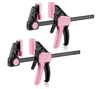 WORKPRO Jeu de Serre-Joints Roses 2 Pièces en Acier et Nylon, Serre-Joints à une Main de la Largeur de Serrage 150mm, Plage d'Etirement 135mm-285mm, Force de Serrage Maximale 68kg