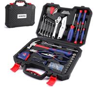 WORKPRO Jeu d'outils 106 pièces avec coffret de rangement - pince, tournevis, marteau, mètre ruban, couteau, manche à cliquet