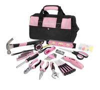 WORKPRO Caisse à Outils Pink Rose 106 Pièces, Boîte à Outils Rose avec Sac Durable Parfait pour Bricolage, Entretien Domestique
