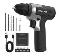 WORKPRO Kit Perceuse Visseuse Sans Fil 8V Noir, 12Nm, 2000mAh | Perceuse Visseuse 2 en 1 avec Couple Réglable, LED, Mandrin 10mm et Accessoires pour Bricolage Maison