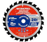 WORKPRO Lame de Scie Circulaire 165 mm 24 Dents ATB | Coupe Rapide pour Bois Massif, Bois Tendre, MDF et Contreplaqué