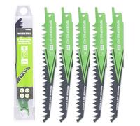 Lame de Scie Sabre 5 Pieces WORKPRO, Accessoires de Scie Sabre pour Bois Huimide, Coupe Rapide 152 mm 5TPI avec Boite de Rangement