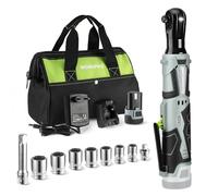 WORKPRO liquet Sans Fil 12V, 3/8" avec 9 Accessoires | 1 Batteries de 2,0 Ah, Charge Rapide en 1 Heure liquet Electrique avec Lumière LED et Sac de Rangement
