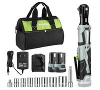 WORKPRO liquet Sans Fil 12V, 3/8" avec 9 Accessoires | 2 Batteries de 2,0 Ah, Charge Rapide en 1 Heure liquet Electrique avec Lumière LED et Sac de Rangement