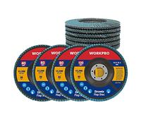 WORKPRO Lot de 10 Disques Abrasifs à Lamelles 125 mm, Grain 40-60-80-120, Disque à Meuler en Alumine de Qualité Supérieure pour Enlever Ebavure, Rouille, Polissage, Finition