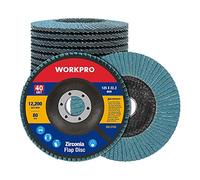 WORKPRO Lot de 10 Disques Abrasifs à Lamelles 125 mm, Grain 40 | Disque à Meuler en Alumine de Qualité Supérieure pour Enlever Ebavure, Rouille, Polissage, Finition