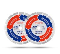 Disque a Tronconner Diamantes 230 mm WORKPRO, 2 Pieces pour Carrelage, Beton, Pierre, Brique, Granit, Marbre, Meuleuse