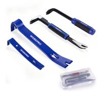 WORKPRO Lot de 4 pieds-de-biche avec étui | Comprend un mini extracteur de 17,8 cm, un extracteur de 25,4 cm, une patte de chat de 30,5 cm et un plat de 30,5 cm. Acier