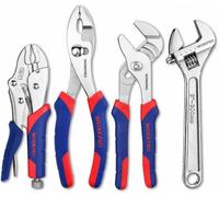 WORKPRO Lot de 4 pinces de verrouillage - Pince à joint - Pince articulée et clé réglable - Kit d'outils de démarrage - Rouge et bleu