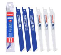 WORKPRO Lot de 6 lames de scie sabre bimétal pour bricolage et coupe du métal, du bois avec clous et du plastique, avec boîte de rangement