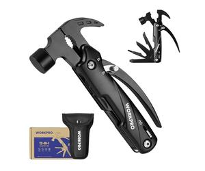 WORKPRO Marteau Multifonction 12 en 1 avec Sac | Pince Multifonction en Acier Inoxydable, Multitool Couteau pour Extérieur, Camping, Réparation