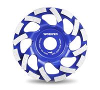 WORKPRO Meule Diamant Béton 125 mm 16 Segments, Disque de Meulage pour Pierre Granit, Épaisseur 6 mm, Faible Vibration, Compatible Meuleuse d’Angle