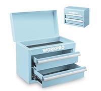 WORKPRO Mini Boîte à Outils en Métal | 2 Tiroirs et 1 Rangement Supérieur 27,5 x 15 x 20,8 cm, Portable Boîte à Outils pour Usage Quotidien