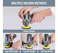 WORKPRO Mini Ponceuse, Ponceuse sur batterie 12 V, Ponceuse pour voiture 7500 tr/min, 2 batteries 2,0 Ah, Charge rapide en 1 heure, Éponge de ponçage 75 mm + disque en laine, pour voiture, meubles, mé