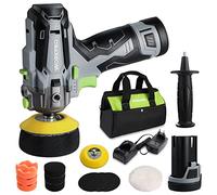 WORKPRO Mini Polisseuse sans Fil 12V φ75mm, Kit Polisseuse Voiture | 2 Batteries 2,0Ah, 7500 tr/min, Charge Rapide 1 Heure, Sac à Outils, 12 Accessoires, Voiture, Meuble, Marbre, Bain