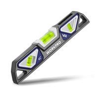 WORKPRO Niveau Torpédo Magnétique en Alliage d’Aluminium 25 cm | 3 Fioles 45°/90°/180°, Précision 0,5 mm/m, Fioles à Double Lecture Brevetées