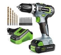 WORKPRO Perceuse Visseuse sans Fil 18V avec Mandrin 3/8’’, 2 Vitesses | Réglage de Couple 18 + 1, Charge Rapide 1H, Visseuse Devisseuse avec Batterie au Lithium-ion 2,0Ah et 16 Accessoirs