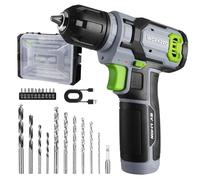 Perceuse Visseuse Sans Fil 8V WORKPRO, 2 In 1 Visseuse Devisseuse Sans Fil Gris Vert, Accessoires 21 Pieces, avec 10MM Porte-Forets, LED Lumiere, Cable de Charge Type C, pour Reparation Maison DIY