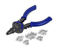 WORKPRO Pince à Rivets Lourde à Double Poignées 255mm, Riveteuse Compacte avec 5 Nez Interchangeables et 100 Rivets
