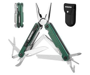 WORKPRO Pince Multifonction en Acier Inoxydable 18 en 1 | Outil Multifonction avec Sac, Multitool Couteau Pince Scie Tournevis Ouvre-Boîte pour Extérieur, Camping, Réparation