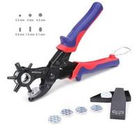 Pince Perforatrice avec 6 Tailles de Poincon Interchangeables WORKPRO pour Tissu, Ceinture en Cuir, Sac, Plastique, Papier