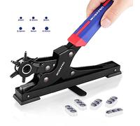 Pince Perforatrice Rotative pour Cuir de Bureau avec 6 Tailles de Poincon Interchangeables WORKPRO, Erforatrice Rotatif Tres Resistante pour Ceinture, Tissu, Papier, Carte, Plastique, Sac, DIY