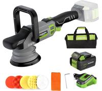 WORKPRO Polisseuse de Voiture sans Fil 20V, Polisseuse Orbitale sans Balais à Double Action, 7 Vitesses (2000-5000 tr/min), Poignée en D Réglable, avec Sac, pour Voitures, Sols, Carreaux, Meubles