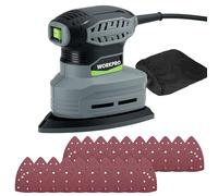 WORKPRO Ponceuse Delta Électrique 130W avec Aspiration de Poussière | Ponceuse Triangulaire 13000 tr/min avec 20 Feuilles Abrasives, Ponceuse d’Angle pour Bois, Métal et Polissage