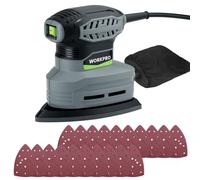 WORKPRO, ponceuse triangulaire, 130W, avec aspiration des poussières, ponceuse multifonctionnelle à 13 000 tr/min, livrée avec 20 feuilles de ponçage de 150 mm x 100 mm, ponceuse de précision, ponceus