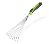 Rateau a Main WORKPRO, 41 cm Rateau de Jardin en Acier Inoxydable a 9 Dents, Outil de Jardin Robuste avec Poignee Souple, pour Feuilles, Massifs, Fleurs, Ameublir le Sol et Entretien du Jardin