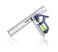WORKPRO Règle d'angle de Combinaison, Equerre à Combinaison 150mm | Equerre Combinée en Acier Inoxydable avec Niveau à Bulle et Tire-Lignes Pratique, pour Mesure, Marquage
