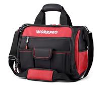 WORKPRO Sac à Outil avec 39 Poches 42 x 25 x 34 cm, Sac Porte-outils avec Grande Capacité, Fond Dur Etanche, Bandoulière Large Réglable, Zip Flexible, Charge Maximale 28 KG