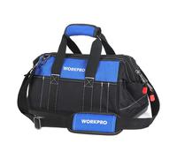 WORKPRO Sac à Outils 16 Pouces, Sac à Outils Robuste Multi-Poches avec Base Rigide en Plastique Imperméable, Sac à Outils Électromécanicien Robuste à Ouverture Large avec Bandoulière Réglable