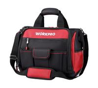 WORKPRO Sac à Outil avec 39 Poches 42 x 25 x 34 cm, Sac Porte-outils avec Grande Capacité, Fond Dur Etanche, Bandoulière Large Réglable, Zip Flexible, Charge Maximale 28 KG