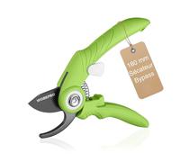 WORKPRO Sécateur Bypass 180 mm, Sécateur De Jardin Pour Bois Vert, Plantes Et Rosiers, Lame En Acier SK5 Avec Revêtement Antiadhésif, Diamètre De Coupe 15 mm, Pour Petites Mains