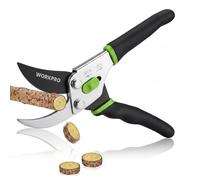 WORKPRO Sécateur Bypass 220 mm, Coupe-Branches pour Branches Fraîches 16 mm, Sécateur de Jardin avec Lame Antiadhésive et Poignée Ergonomique, Léger 267 g