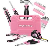 WORKPRO Trousse à outils 35 pièces - Rose Boîte à outils avec tournevis Pince Mètre ruban
