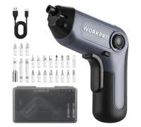 WORKPRO Visseuse Dévisseuse sans Fil 3,6 V 6 Nm avec 21 Embouts | Tête Excentrique, Batterie 2 000 mAh, Barre d'Extension, Éclairage LED, USB-C et Boîte de Rangement, pour Bricolage