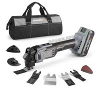 WORKPROX Outil Multifonction Oscillant 20V sans Fil sans Balais 6 Vitesses | 5000-19000 OPM, Angle 3,6°, Batterie 2,0Ah, 22 Accessoires, Sac de Rangement, pour Coupe, Ponçage, Grattage