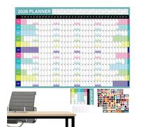 Workshop Cubic Calendrier mural - 43 x 58 cm Carte de planification pour 365 jours, affichage annuel à suspendre, date mensuelle pour salle de réunion, dortoir scolaire
