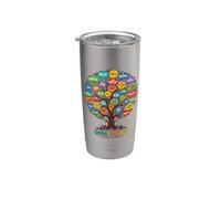 World Greetings Language Global Tree Unity Diverse bonjour Gobelet isotherme en acier inoxydable double paroi