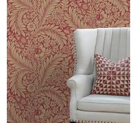 World of Wallpaper Florence Feuille Papier peint Floral Métallisé Or/Rouge 725 - Papier peint pour salon, chambre à coucher, couloir, salon