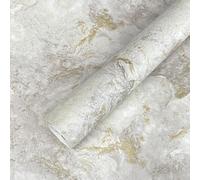 World of Wallpaper, Luxe Collection, Papier Peint effet Marbre - Fond D'écran pour Salon, Boutique, TV, Chambre, Couloir, Décoration - Moderne Design Decoratif Papier Peint - Gris/Doré