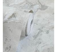 World of Wallpaper, Luxe Collection, Papier Peint effet Marbre - Fond D'écran pour Salon, Boutique, TV, Chambre, Couloir, Décoration - Moderne Design Decoratif Papier Peint - Blanc/Argent