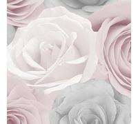 World of Wallpaper Melany Rose Papier Peint Rose/Gris - Métallisé AF0013